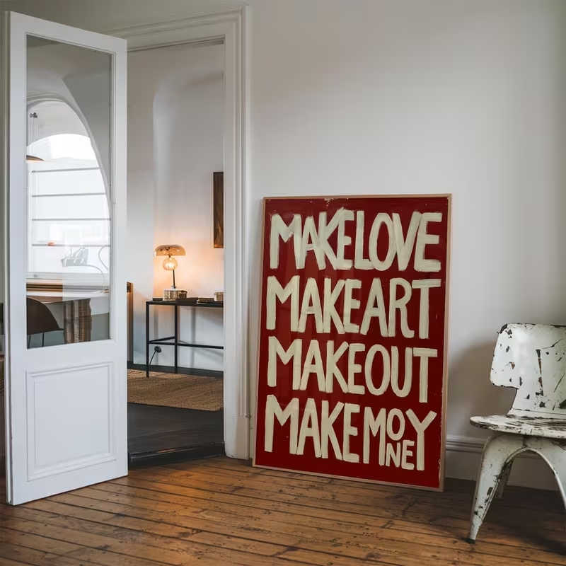Cuadro moderno y retro hecho a - Interior Design Living Room reseña y precio