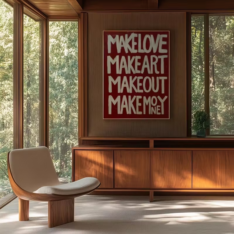 Cuadro moderno y retro hecho a - Interior Design Living Room reseña y precio